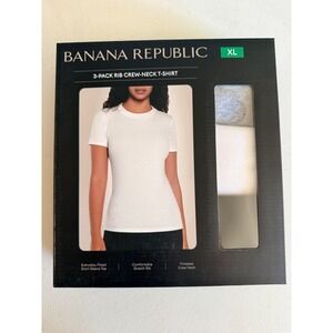 Banana Republic 3-Pack Rib Crew-Neck T-Shirt XL Multi Neutral Minimalist Basics